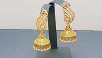 Indian Bollywood Gold Plated Pearls Jhumka Earring Set