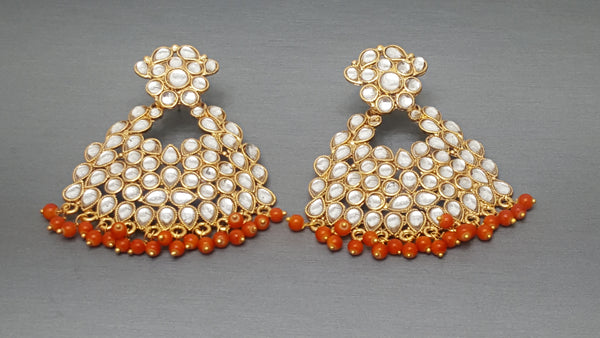 Orange Bollywood Indian Beautiful Jewellery  Kundan Earring set