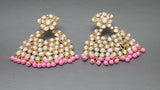 Pink Indian Bollywood Jewellery Kundan Pearls Earring Set
