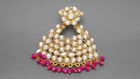 Hot Pink Indian Bollywood Style Beautiful Kundan Pearls Earring Set