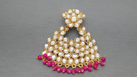 Hot Pink Indian Bollywood Style Beautiful Kundan Pearls Earring Set
