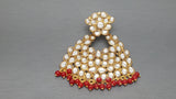 Stylish Red Indian Bollywood Kundan Pearls Earring Set