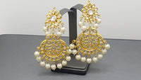 Incredible White Indian Bollywood Kundan Bridal Tikka Earrings Set