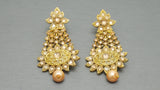 Rose Gold plated Pearls Setting Indian Bollywood Earrings Set