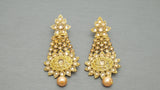 Rose Gold plated Pearls Setting Indian Bollywood Earrings Set